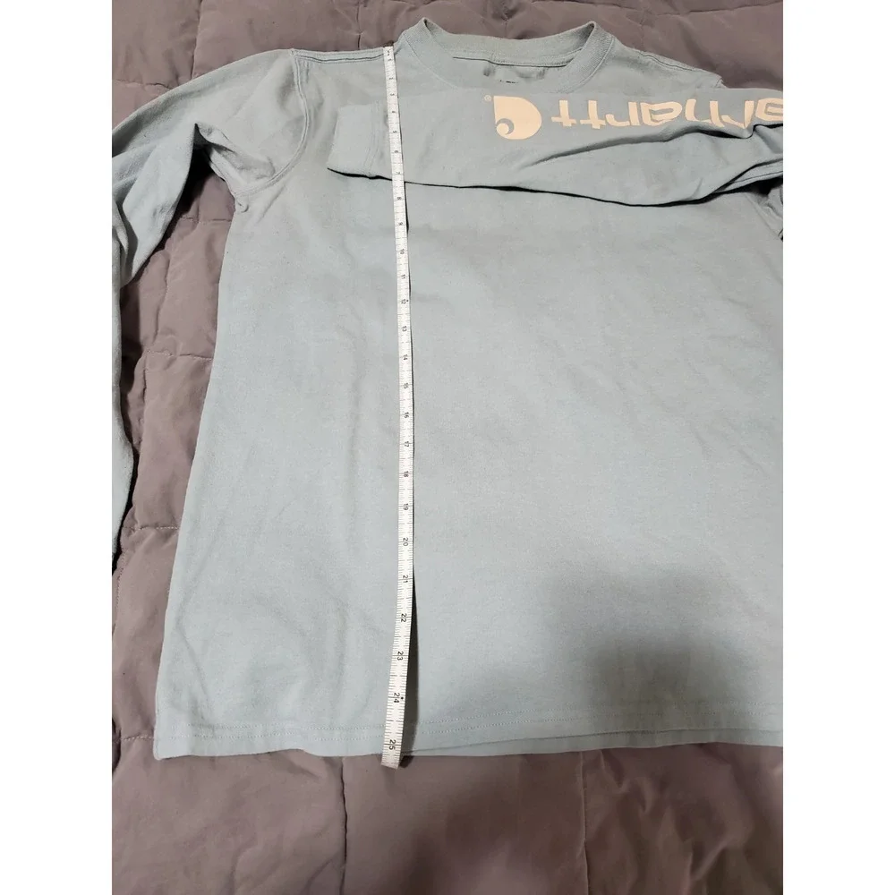 Carhartt Youth Long Sleeve Logo Shirt Blue Loose Fit Kids Size S 4/6